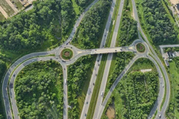 Aerial view of a highway